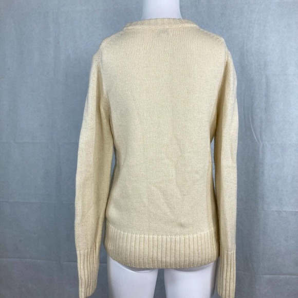 J. Crew Sweater Womens‎ Sz XS Ivory Lambs Wool Cable Knit Fisherman Pullover - Picture 2 of 8